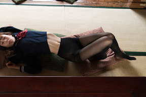 Kogal Kitagawa Yuzu strips uniform and bra and panties