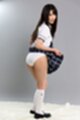 Wearing kogal uniform raising skirt wearing white panties white socks black shoes
