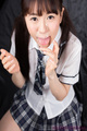 Araki mai licking cum from her fingers wearing uniform cum over her pigtails