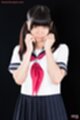 Mamiya tsukushi in uniform hair in pigtails hands raised