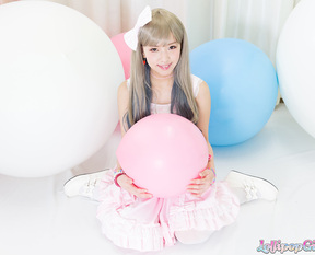 Nishino Ena masturbating in white dress and pantyhose
