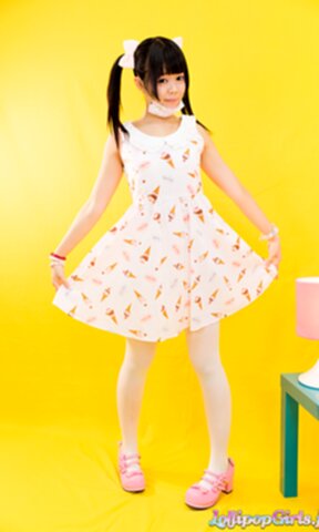 Cutie Shinjo Nozomi in pigtails strips pretty dress and sucks cock
