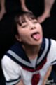 Head back tongue out cum on her face
