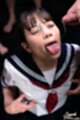 Kogal kneeling in uniform cum on face tongue out