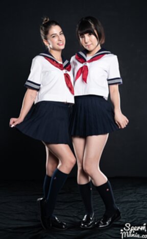 Kogals Mary and Scott Kristen giving handjobs riding cock and creampied