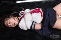Yamamoto erena on her back masturbated with magic wand in uniform arms tied