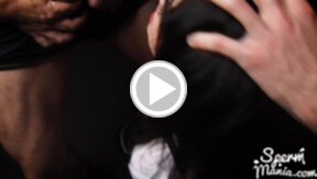 Kogal Takashima Nene in uniform and bondage chain sucking cock and bukkake